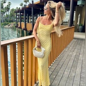Bardot Yellow Lace Maxi Dress